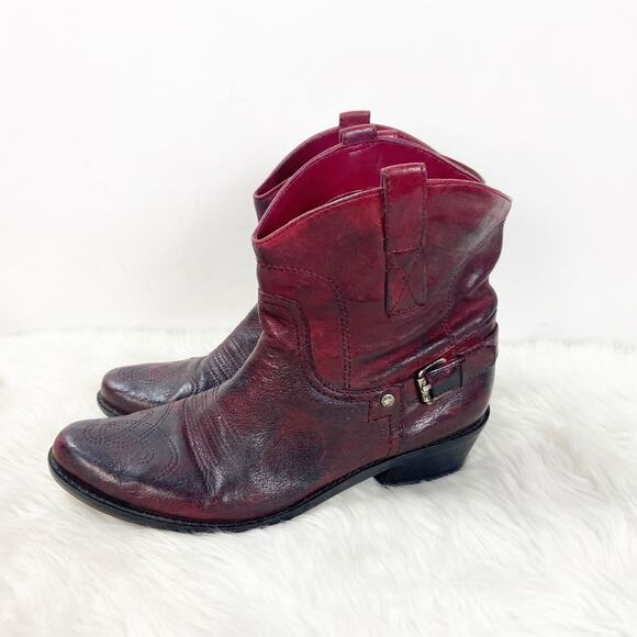 Franco Sarto 8 M Womens Red Leather Waco Short Cowgirl Boots - Picture 4 of 9